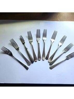 Vintage Mixed Fork Lot – Ornate Silverware for Crafts & Rustic Kitchen Decor